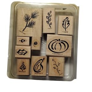 Vintage Stampin Up Wood Mount‎ Simply Seasonal Stamps Retired 1999 10 Pieces